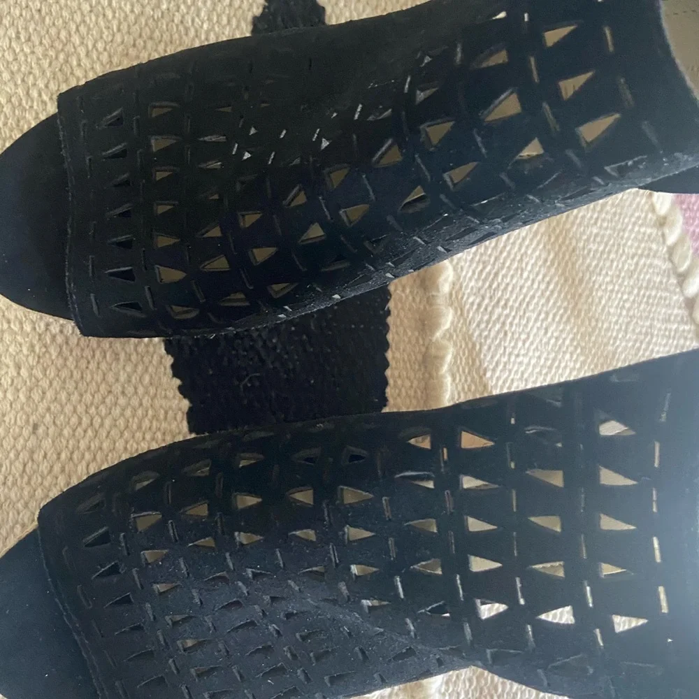 Marc Fisher Black Suede Espadrille Wedge Sandals